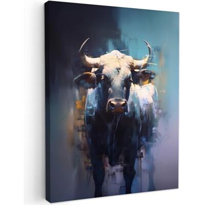 MuchoWow © Afdruk op canvas, foto, schilderij, wanddecoratie 50 x 70 cm, slaapkamer, woonkamer, huis, decoratie, keuken, stier, zwart, abstract, hoorns MuchoWow © Afdruk op canvas, foto, schilderij, wanddecoratie 50 x 70 cm, slaapkamer, woonkamer, huis, decoratie, keuken, stier, zwart, abstract, hoorns