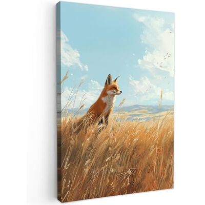 MuchoWow © Afdruk op canvas, wanddecoratie, schilderijen, kunst 60 x 90 cm – wanddecoratie slaapkamer vos – gras – wolken – oranje MuchoWow © Afdruk op canvas, wanddecoratie, schilderijen, kunst 60 x 90 cm – wanddecoratie slaapkamer vos – gras – wolken – oranje