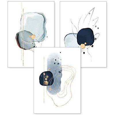 Kreative Feder Posterset van 3 stuks, kunstdruk, abstract blauw, decoratieve afbeelding voor je muur, optionele lijst, woonkamer, slaapkamer, moderne Fine Art, DIN A4/A3 (A4, zonder lijst) Kreative Feder Posterset van 3 stuks, kunstdruk, abstract blauw, decoratieve afbeelding voor je muur, optionele lijst, woonkamer, slaapkamer, moderne Fine Art, DIN A4/A3 (A4, zonder lijst)