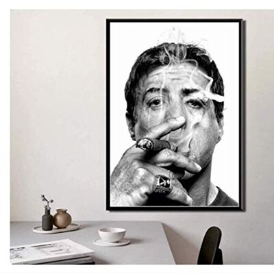 JLFDHR Canvas Print 60 x 80 cm Frameloze Sylvester Stallone Roken Sigaar Film Star Art Schilderij Canvas Poster Muur Home Decor JLFDHR Canvas Print 60 x 80 cm Frameloze Sylvester Stallone Roken Sigaar Film Star Art Schilderij Canvas Poster Muur Home Decor