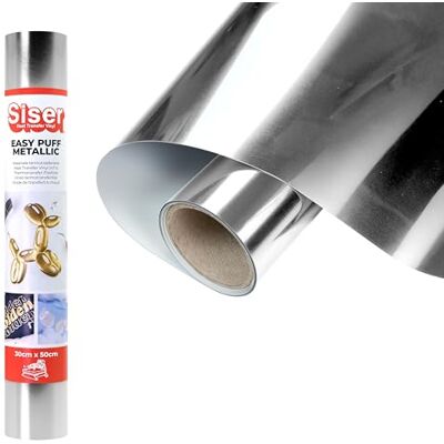SISER Easy Puff Metallic Zilver thermotransfer-vinyl om op te strijken, 50 x 30 cm, thermovinyl met 3D-effect met metalen afwerking, compatibel met snijplotter SISER Easy Puff Metallic Zilver thermotransfer-vinyl om op te strijken, 50 x 30 cm, thermovinyl met 3D-effect met metalen afwerking, compatibel met snijplotter