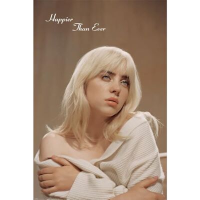 Pyramid Billie Eilish Maxi Poster (Happier Than Ever), premium kwaliteit, 61 cm x 91 cm, wanddecoratie voor slaapkamer, kantoor of slaapzaal, ideaal cadeau voor fans en Pyramid Billie Eilish Maxi Poster (Happier Than Ever), premium kwaliteit, 61 cm x 91 cm, wanddecoratie voor slaapkamer, kantoor of slaapzaal, ideaal cadeau voor fans en