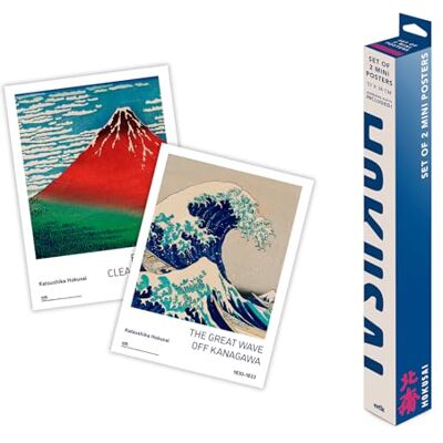 Grupo Erik Set van 2 mini-posters, 52 x 38 cm, Hokusai decoratie voor huis, wanddecoratie, decoratieve poster Grupo Erik Set van 2 mini-posters, 52 x 38 cm, Hokusai decoratie voor huis, wanddecoratie, decoratieve poster