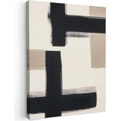MuchoWow © Afdruk op canvas, wanddecoratie, schilderijen, kunst 60 x 80 cm – wanddecoratie slaapkamer zwart – abstract – Japandi MuchoWow © Afdruk op canvas, wanddecoratie, schilderijen, kunst 60 x 80 cm – wanddecoratie slaapkamer zwart – abstract – Japandi