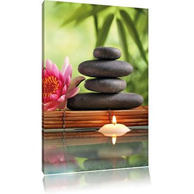 Pixxprint Waterlelie met stenen en zen-kaarsen, afmetingen 60 x 40 cm, gespannen canvas, klaar voor gebruik, wanddecoratie, kunstdruk, geen poster Pixxprint Waterlelie met stenen en zen-kaarsen, afmetingen 60 x 40 cm, gespannen canvas, klaar voor gebruik, wanddecoratie, kunstdruk, geen poster
