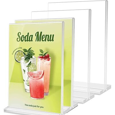 Qtuie 4 stuks tafelstandaard A4 acryl dubbele advertentie poster deur met basis plexi paneel houder acryl glas display standaard voor restaurants, hotels, scholen, kantoren, receptie Qtuie 4 stuks tafelstandaard A4 acryl dubbele advertentie poster deur met basis plexi paneel houder acryl glas display standaard voor restaurants, hotels, scholen, kantoren, receptie