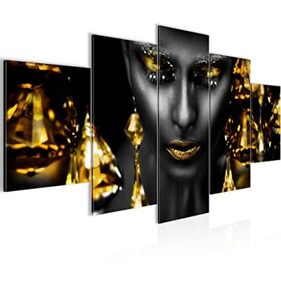 Afbeelding van dame, gezicht, schoonheid, 200 x 100 cm, 5-delig, XXL, wanddecoratie, tekening, zwart, goud 042151c Afbeelding van dame, gezicht, schoonheid, 200 x 100 cm, 5-delig, XXL, wanddecoratie, tekening, zwart, goud 042151c