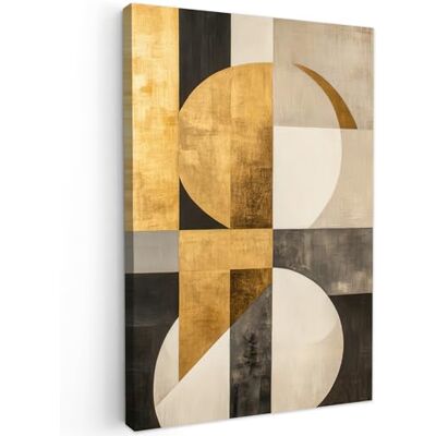 MuchoWow © Afdruk op canvas, foto, schilderij, wanddecoratie 40 x 60 cm – slaapkamer woonkamer huis decoratie keuken abstract – goud – grijs – vormen – geometrisch MuchoWow © Afdruk op canvas, foto, schilderij, wanddecoratie 40 x 60 cm – slaapkamer woonkamer huis decoratie keuken abstract – goud – grijs – vormen – geometrisch