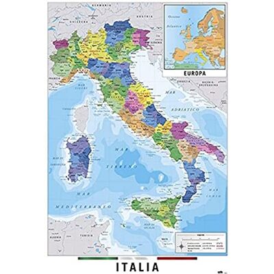 Grupo Erik Kaart van Italië Poster 61 x 91,5 cm 61x91,5 cm Grand Format Decoration Murale, Affiche Décorative Grupo Erik Kaart van Italië Poster 61 x 91,5 cm 61x91,5 cm Grand Format Decoration Murale, Affiche Décorative