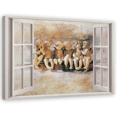 Feeby Canvas print XXL Putti moderne kunst raam met uitzicht beige 120 x 80 cm Feeby Canvas print XXL Putti moderne kunst raam met uitzicht beige 120 x 80 cm