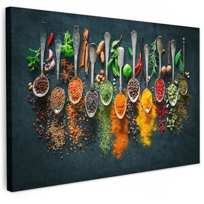 MuchoWow © Afdruk op canvas, foto, schilderij, wanddecoratie 30 x 20 cm – slaapkamer woonkamer huis decoratie keuken – kruiden – specerijen – lepels MuchoWow © Afdruk op canvas, foto, schilderij, wanddecoratie 30 x 20 cm – slaapkamer woonkamer huis decoratie keuken – kruiden – specerijen – lepels