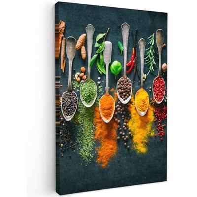 MuchoWow © Afdruk op canvas, foto, schilderij, wanddecoratie 20 x 30 cm – slaapkamer woonkamer huis decoratie keuken – kruiden – specerijen – lepels MuchoWow © Afdruk op canvas, foto, schilderij, wanddecoratie 20 x 30 cm – slaapkamer woonkamer huis decoratie keuken – kruiden – specerijen – lepels