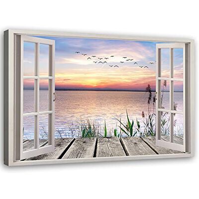 Feeby Afbeelding op vliesdoek raamweergave 90x60 cm kunstdruk moderne wandafbeeldingen deco hal woonkamer zonsondergang aan zee beige Feeby Afbeelding op vliesdoek raamweergave 90x60 cm kunstdruk moderne wandafbeeldingen deco hal woonkamer zonsondergang aan zee beige