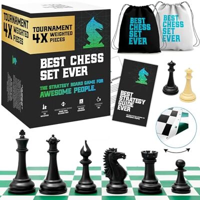 Chess Geeks Best Chess Set Ever Schaakstukken in moderne stijl, schaakspel met 4 x XL verzwaarde stukken, uniek schaakspel voor volwassenen en kinderen, 50,8 x 50,8 cm Chess Geeks Best Chess Set Ever Schaakstukken in moderne stijl, schaakspel met 4 x XL verzwaarde stukken, uniek schaakspel voor volwassenen en kinderen, 50,8 x 50,8 cm