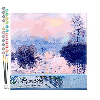 ART Schilderen op nummer zonsondergang volwassenen op de Seine in Lavacourt Monet schilderen op nummer knutselset 40 x 50 cm zonder houten lijst ART Schilderen op nummer zonsondergang volwassenen op de Seine in Lavacourt Monet schilderen op nummer knutselset 40 x 50 cm zonder houten lijst