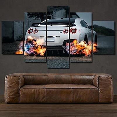 KOPASD Niet-geweven canvas print 5-delig witte sportwagen niss GT-R R35 schilderijen wanddecoratie foto artistieke foto fotografie grafische print op canvas schilderij 5 stuks KOPASD Niet-geweven canvas print 5-delig witte sportwagen niss GT-R R35 schilderijen wanddecoratie foto artistieke foto fotografie grafische print op canvas schilderij 5 stuks