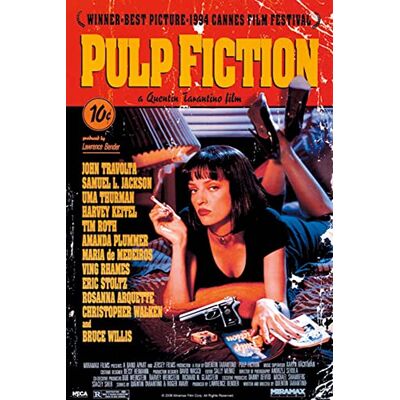 Pyramid Close Up Pulp Fiction Poster (hoofdmotief) (Uma Thurman op bed) (afmetingen: 61 x 91,5 cm) (zonder lijst) Pyramid Close Up Pulp Fiction Poster (hoofdmotief) (Uma Thurman op bed) (afmetingen: 61 x 91,5 cm) (zonder lijst)