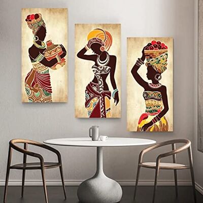 Yinaa Decor Afrikaanse zwarte vrouw canvas schilderijen etnische kunst poster voor woonkamer woondecoratie muur decoratieve schilderijen foto 40 x 80 cm x 3 stuks zonder lijst Yinaa Decor Afrikaanse zwarte vrouw canvas schilderijen etnische kunst poster voor woonkamer woondecoratie muur decoratieve schilderijen foto 40 x 80 cm x 3 stuks zonder lijst