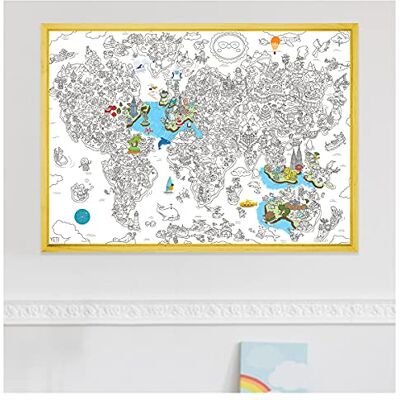 Ambiance Sticker YETI BLANK DESIGNS Reuzeposter om in te kleuren met 70+ stickers – Atlas wereldkaart – XL (100 x 70 cm) – cadeau-idee voor poster met stickers – gemakkelijk in te lijsten – enorme kleuring voor kinderen Ambiance Sticker YETI BLANK DESIGNS Reuzeposter om in te kleuren met 70+ stickers – Atlas wereldkaart – XL (100 x 70 cm) – cadeau-idee voor poster met stickers – gemakkelijk in te lijsten – enorme kleuring voor kinderen