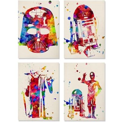 Nacnic Set van 4 borden voor het inlijsten van Star Wars Style Aquarel. Posters met afbeeldingen van Star Wars. Home decor. Volledige papier 250 gram Style huis Nacnic Set van 4 borden voor het inlijsten van Star Wars Style Aquarel. Posters met afbeeldingen van Star Wars. Home decor. Volledige papier 250 gram Style huis