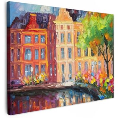 MuchoWow © Afdruk op canvas, schilderij, wanddecoratie, woonkamer 40 x 30 cm – reproductie van moderne olieverf – Amsterdam – kunst – kleurrijk MuchoWow © Afdruk op canvas, schilderij, wanddecoratie, woonkamer 40 x 30 cm – reproductie van moderne olieverf – Amsterdam – kunst – kleurrijk