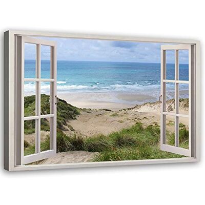 Feeby Canvas Print Venster 3D View XXL 120 x 80 cm 1 stuk muurschildering foto moderne wanddecoratie kunst fotografie keuken woonkamer slaapkamer strand meerkleurig Feeby Canvas Print Venster 3D View XXL 120 x 80 cm 1 stuk muurschildering foto moderne wanddecoratie kunst fotografie keuken woonkamer slaapkamer strand meerkleurig