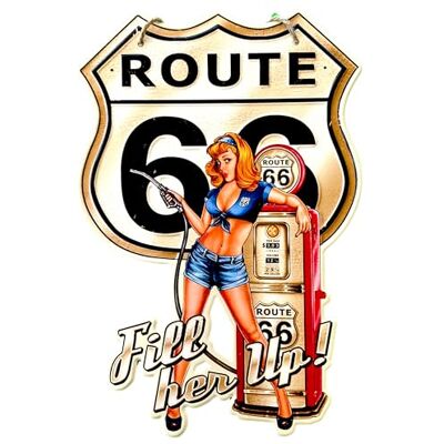 DiiliHiiri Metalen bord Route 66 (40 x 27 cm) Pin up retrostijl Bar decoratie Vintage bord Werkplaats Garage DiiliHiiri Metalen bord Route 66 (40 x 27 cm) Pin up retrostijl Bar decoratie Vintage bord Werkplaats Garage