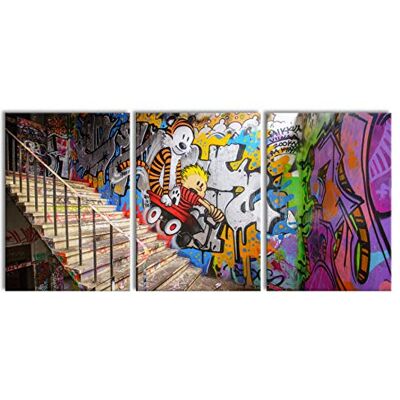 Pixxprint Canvas afbeelding kleurrijk street art graffiti XXL 3-delig 210 x 100 cm volledige maat wanddecoratie kunstdruk Pixxprint Canvas afbeelding kleurrijk street art graffiti XXL 3-delig 210 x 100 cm volledige maat wanddecoratie kunstdruk