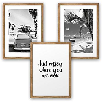 Kreative Feder Enjoy Where You Are Premium posterset, decoratie voor je muur, fotolijst, woonkamer, slaapkamer, modern, DIN A4, A3 (A4, natuurlijst) Kreative Feder Enjoy Where You Are Premium posterset, decoratie voor je muur, fotolijst, woonkamer, slaapkamer, modern, DIN A4, A3 (A4, natuurlijst)