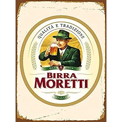 Asher Birra Moretti metalen bord in vintage-stijl, 20 x 30 cm Asher Birra Moretti metalen bord in vintage-stijl, 20 x 30 cm