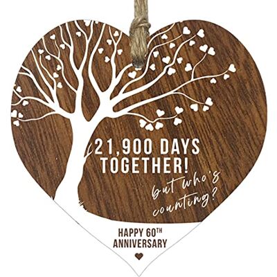 Stuff4 Houten bord hart voor de 60e bruiloft cadeau voor vrouw, echtgenoot, vriend, vriendin, mama of papa, met citaten Stuff4 Houten bord hart voor de 60e bruiloft cadeau voor vrouw, echtgenoot, vriend, vriendin, mama of papa, met citaten