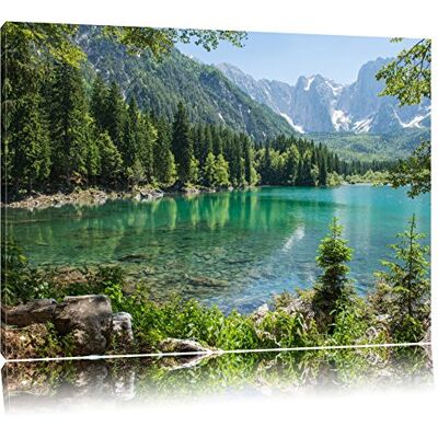 Pixxprint Bellissimo lago nel bosco foto op canvas snede: 100x70 cm Muurschildering Art Print klaar bedekt Pixxprint Bellissimo lago nel bosco foto op canvas snede: 100x70 cm Muurschildering Art Print klaar bedekt