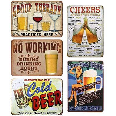 LZYMSZ 5 stuks vintage metalen schilderij poster wandplaat, retro ijzeren kunst wanddecoraties voor café bar pub thuis bier (30 x 20 cm) LZYMSZ 5 stuks vintage metalen schilderij poster wandplaat, retro ijzeren kunst wanddecoraties voor café bar pub thuis bier (30 x 20 cm)