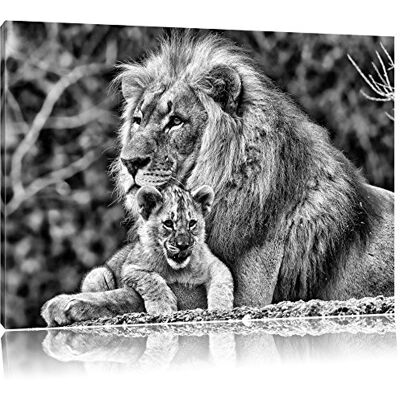 Pixxprint zachte leeuw met kleine afbeelding canvas Afmeting: 100 x 70 cm Wanddecoraties Kunstdruk Volledig gemonteerd Pixxprint zachte leeuw met kleine afbeelding canvas Afmeting: 100 x 70 cm Wanddecoraties Kunstdruk Volledig gemonteerd
