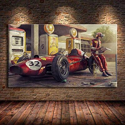 JLFDHR Canvas foto 60 x 90 cm frameloze auto poster vintage Ferraris klassiek racen F1 raceauto kunstwerk muurkunst foto schilderij voor thuis woonkamer decor JLFDHR Canvas foto 60 x 90 cm frameloze auto poster vintage Ferraris klassiek racen F1 raceauto kunstwerk muurkunst foto schilderij voor thuis woonkamer decor
