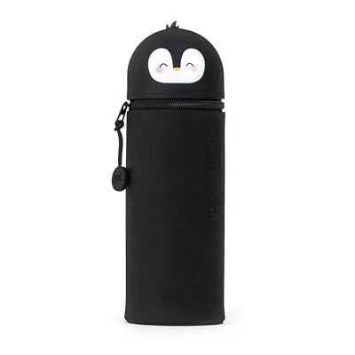 Legami Kawaii 2-in-1 etui van zachte siliconen in panda-vorm, tafelpennenhouder, ritssluiting, kleurpotloden, marker, H 18,5 cm, pinguïn Legami Kawaii 2-in-1 etui van zachte siliconen in panda-vorm, tafelpennenhouder, ritssluiting, kleurpotloden, marker, H 18,5 cm, pinguïn