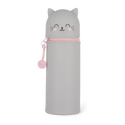 Legami 2-in-1 etui van zachte siliconen, Kawaii, tafelpenhouder, ritssluiting, Ø 6,3 cm, thema Kitty Legami 2-in-1 etui van zachte siliconen, Kawaii, tafelpenhouder, ritssluiting, Ø 6,3 cm, thema Kitty