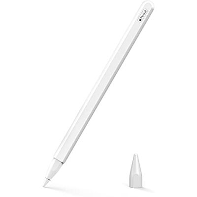 MoKo Siliconen etui voor Apple Pencil 2e Gen/Pro, wit Beschermende siliconen, potloodhouder, beschermende Nib Cover, magnetisch opladen, dubbele tikfunctie MoKo Siliconen etui voor Apple Pencil 2e Gen/Pro, wit Beschermende siliconen, potloodhouder, beschermende Nib Cover, magnetisch opladen, dubbele tikfunctie