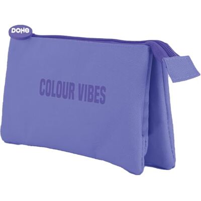 DOHE Drievoudig schooletui 3 vakken, multifunctioneel etui, afmetingen 23 x 12 x 2,5 cm, ritssluiting, gemaakt van duurzaam polyester kleur Vibes paars, 23 x 12 x 2,5 cm,, Paars., Drievoudig (3 DOHE Drievoudig schooletui 3 vakken, multifunctioneel etui, afmetingen 23 x 12 x 2,5 cm, ritssluiting, gemaakt van duurzaam polyester kleur Vibes paars, 23 x 12 x 2,5 cm,, Paars., Drievoudig (3