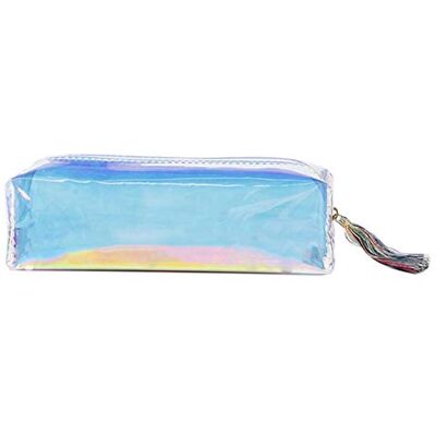 DIVISTAR Holografische kleurrijke transparante etui met ritssluiting voor potloden, make-up, geschikt voor school- of kantoorbenodigdheden DIVISTAR Holografische kleurrijke transparante etui met ritssluiting voor potloden, make-up, geschikt voor school- of kantoorbenodigdheden
