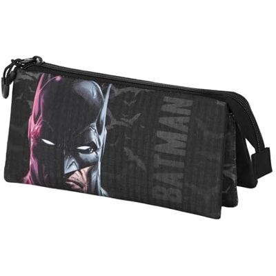 KARACTERMANIA Batman Face Triple Pennenetui, zwart, 23 x 11 cm, zwart, één maat, driezijdig etui, zwart., Driezijdig etui KARACTERMANIA Batman Face Triple Pennenetui, zwart, 23 x 11 cm, zwart, één maat, driezijdig etui, zwart., Driezijdig etui