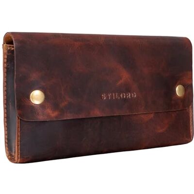 STILORD "Griffin" Vintage lederen etui, elegant etui, ideaal als schooltas, organizer, portemonnee, van echt leer, kleur: kara cognac STILORD "Griffin" Vintage lederen etui, elegant etui, ideaal als schooltas, organizer, portemonnee, van echt leer, kleur: kara cognac