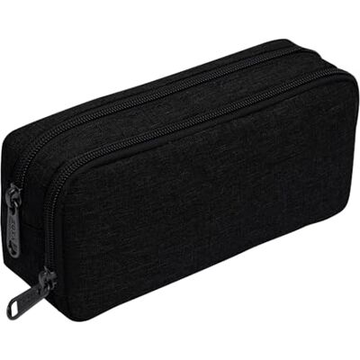 tekenewbse Schooltas voor meisjes en jongens, 20 x 6 x 9 cm, zwart, etui met dubbel schoolvak, grote capaciteit, potloodhouder, waterdicht, schrijfwaren, organizer voor jongeren en volwassenen, tekenewbse Schooltas voor meisjes en jongens, 20 x 6 x 9 cm, zwart, etui met dubbel schoolvak, grote capaciteit, potloodhouder, waterdicht, schrijfwaren, organizer voor jongeren en volwassenen,