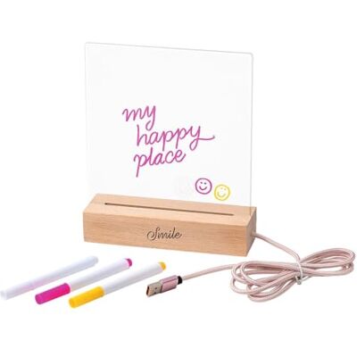 moses . Smile Led-berichtenbord, transparant, met 3 foliestiften, led-schrijfbord voor lichtberichten, inclusief USB-A-textielkabel moses . Smile Led-berichtenbord, transparant, met 3 foliestiften, led-schrijfbord voor lichtberichten, inclusief USB-A-textielkabel