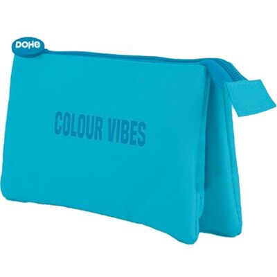 DOHE Drievoudig schooletui 3 vakken, multifunctionele tas, afmetingen 23 x 12 x 2,5 cm, ritssluiting, gemaakt van duurzaam polyester kleur Vibes cyaan, aqua, 23 x 12 x 2,5 cm, drievoudig, Aqua DOHE Drievoudig schooletui 3 vakken, multifunctionele tas, afmetingen 23 x 12 x 2,5 cm, ritssluiting, gemaakt van duurzaam polyester kleur Vibes cyaan, aqua, 23 x 12 x 2,5 cm, drievoudig, Aqua