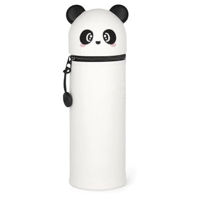 Legami Kawaii 2-in-1 etui van zachte siliconen, tafelpotloodhouder, ritssluiting, kleurpotloden, markers, panda-vorm, M, panda Legami Kawaii 2-in-1 etui van zachte siliconen, tafelpotloodhouder, ritssluiting, kleurpotloden, markers, panda-vorm, M, panda