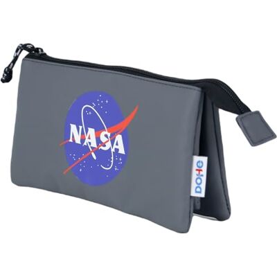 DOHE Schooltas met 3 vakken Ritssluiting, officiële licentie, duurzaam polyester, 23 x 12 x 2,5 cm Schoolmateriaal NASA Grey Grijs, grijs., Nasa Drievoudig etui DOHE Schooltas met 3 vakken Ritssluiting, officiële licentie, duurzaam polyester, 23 x 12 x 2,5 cm Schoolmateriaal NASA Grey Grijs, grijs., Nasa Drievoudig etui