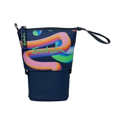 Satch Extra groot etui met scheidingsvak, vak met ritssluiting, penhouder, geodriehoek, kalendervenster, Crazy Twist donkerblauw, Eén maat, Schuif voor potloden Satch Extra groot etui met scheidingsvak, vak met ritssluiting, penhouder, geodriehoek, kalendervenster, Crazy Twist donkerblauw, Eén maat, Schuif voor potloden
