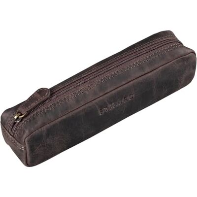 STILORD "Preston" lederen etui pennenetui vintage pennenetui ronde pennenhouder schoolpotloden voor mannen vrouwen kantoor echt leer kleur: zwart, Donkerbruin, Handtas Organizer STILORD "Preston" lederen etui pennenetui vintage pennenetui ronde pennenhouder schoolpotloden voor mannen vrouwen kantoor echt leer kleur: zwart, Donkerbruin, Handtas Organizer