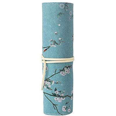 Hztyyier Pen Wrap, Chinese stijl retro pen etui potloodhouder grote capaciteit Pen Bag opvouwbare make-up tas, 4 kleuren optioneel (bloem) Hztyyier Pen Wrap, Chinese stijl retro pen etui potloodhouder grote capaciteit Pen Bag opvouwbare make-up tas, 4 kleuren optioneel (bloem)